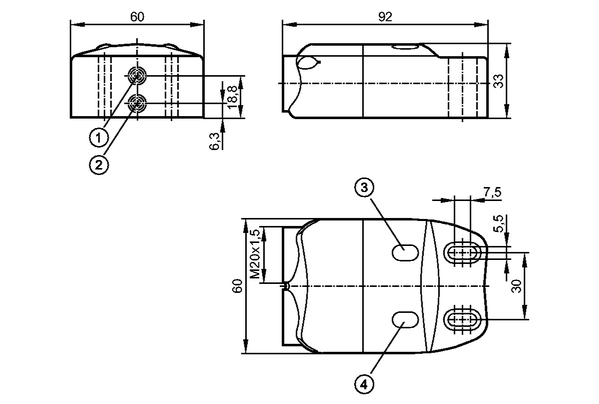 1: датчик 1<br/>2: датчик 2<br/>3: Светодиод OUT 2<br/>4: Светодиод OUT 1