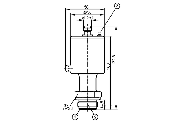 1: Кромка уплотнения Aseptoflex<br/>2: Резьба ASEPTOFLEX<br/>3: Заземляющий винт    