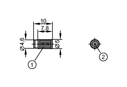1: внутренняя резьба M3<br/>2: Диафрагма Ø 0.4 мм