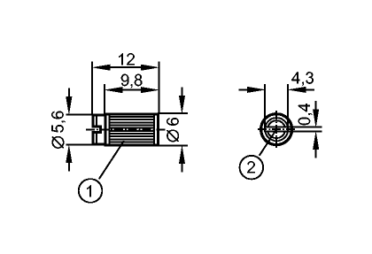 1: внутренняя резьба M4<br/>2: Диафрагма