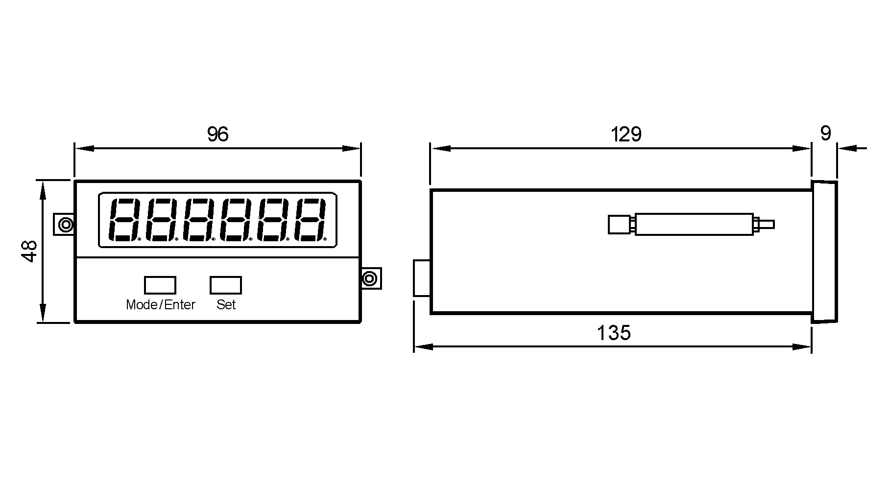 <br/><br/>91 x 44 mm, место панели управления