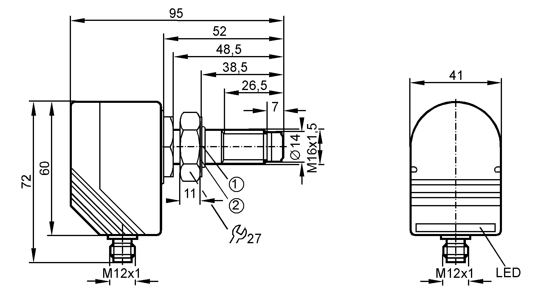 1: O-кольцо<br/>2: компрессионная шайба 