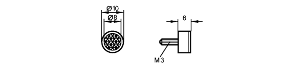 1: M3, глубина 8 mm