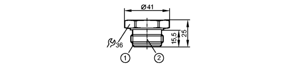 1: Кромка уплотнения Aseptoflex<br/>2: Резьба ASEPTOFLEX