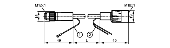 1: Schirm / L= 120<br/>2: Spannungsversorgung / L= 250