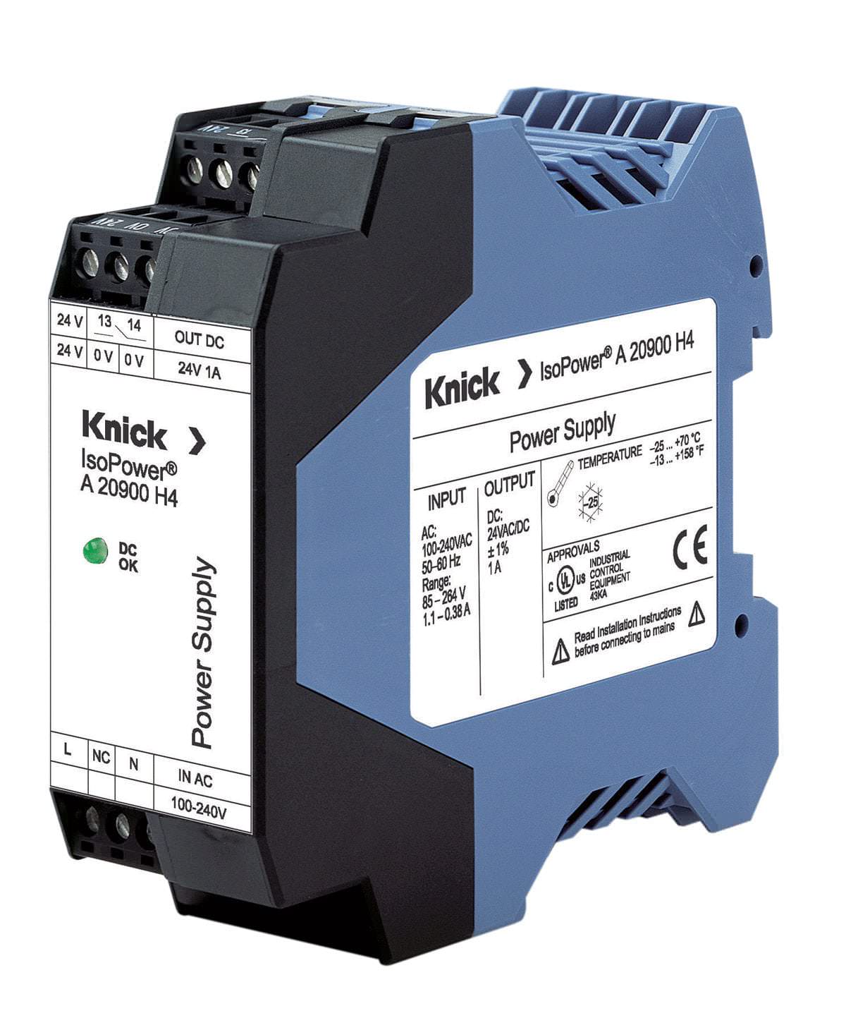 Источник электропитания AC/DC преобразователь на DIN-рейке 24  Вольта IsoPower® A 20900 Knick