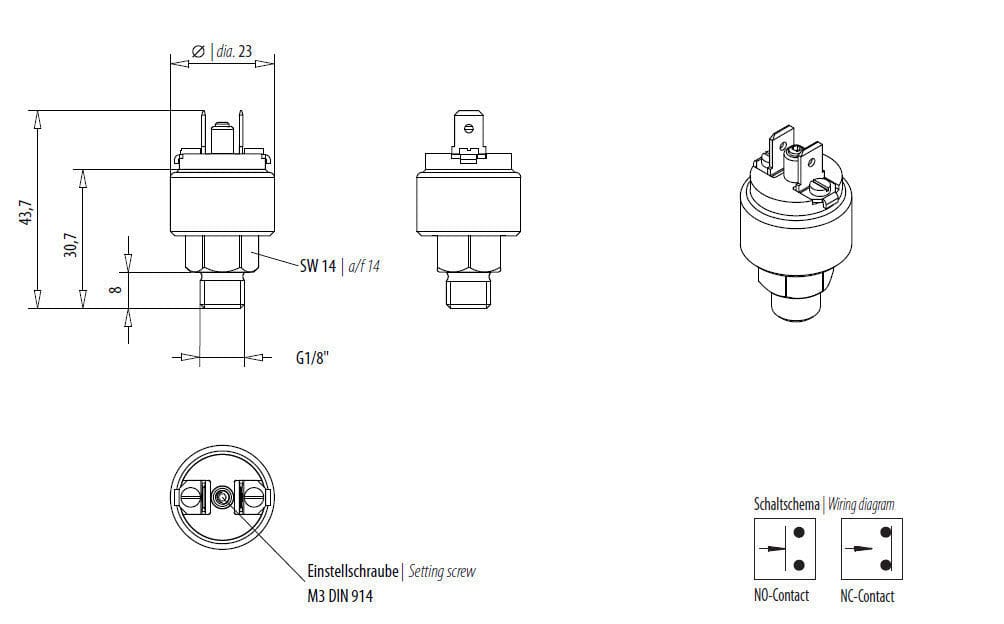Прессостат мембранный для масла для воды для воздуха Layher AG