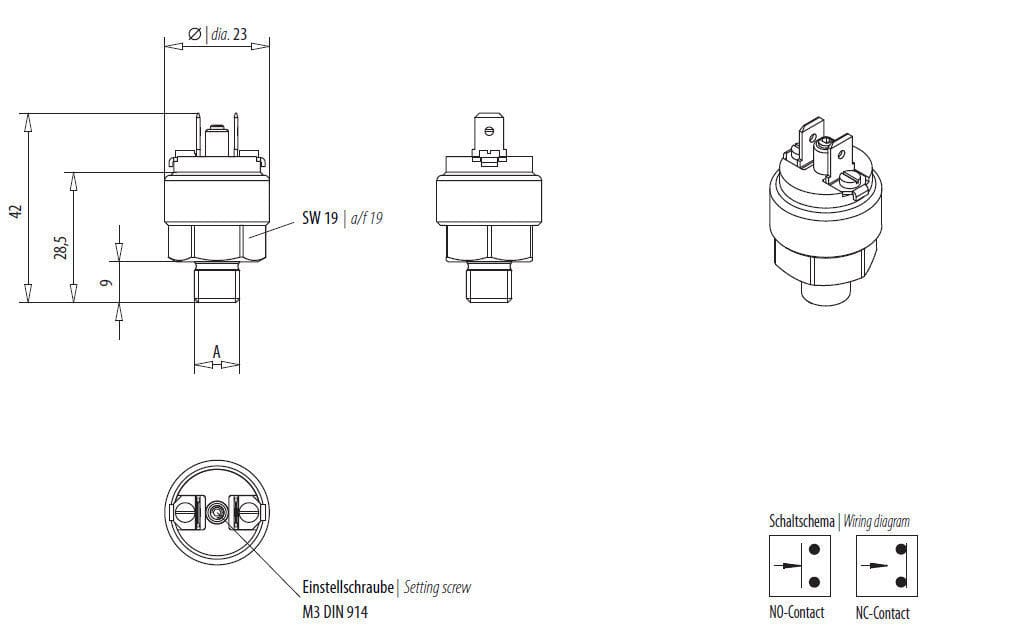 Прессостат мембранный для масла для воды для воздуха Layher AG