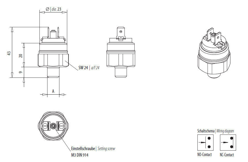 Прессостат мембранный для масла для воды для воздуха Layher AG