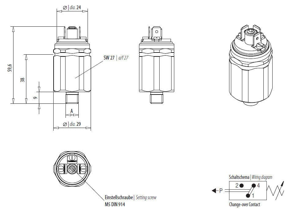 Прессостат мембранный для воды для воздуха 300 series Layher AG