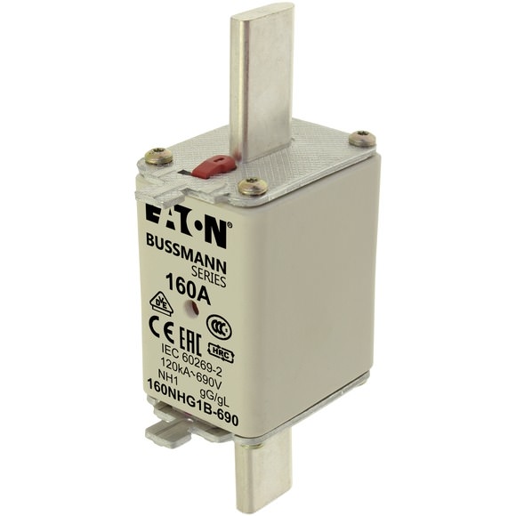Moeller. Предохранитель, низкое напряжение, 160 A, AC 500 V, NH1, gL/gG, IEC, двойной индикатор 160NHG1B