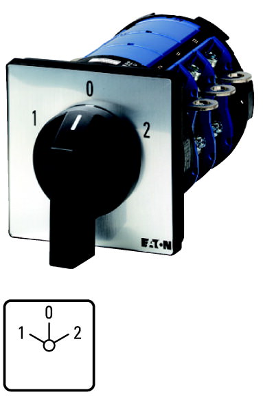 Moeller. Переключатель, контакты: 9, 315 A, Передняя панель: 1-0-2, 60 °, с фиксацией, Монтаж - 214782