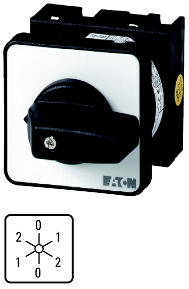 Moeller. Переключатель полюсов, контакты: 8, 20 A, One tapped winding, 2 скорости вращения, Передняя панель: 0-1-2-0-1-2, 60 °, с фиксацией, Монтаж, SOND 28 - 014043