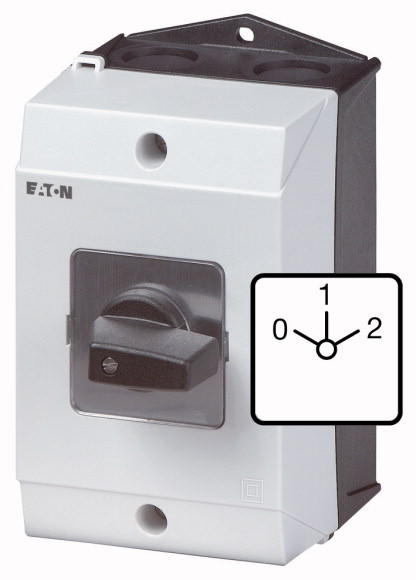 Moeller. Переключатель полюсов, контакты: 8, 32 A, One tapped winding, 2 скорости вращения, Передняя панель: 1-0-2, 60 °, с фиксацией, Монтаж на поверхность - 207197