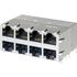 0857351006 Molex Conn Modular Jack F 64 POS 1.27mm Solder RA Thru-Hole 112 Terminal 8 Port Cat 5/Cat 5e Tray
