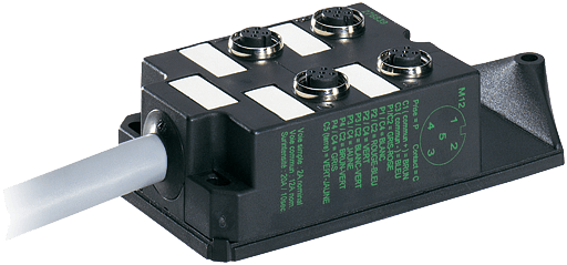 Murrelektronik. M12-DISTRIBUTOR BOX 4-WAY, 5-POLE WITHOUT LED MVC4-UQQ5.0-XA 5m PUR-CNOMO-cable 8x0,34/3x1 - 276839