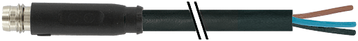 Murrelektronik. M8 male 0° snap-in with cable PUR 3x0.25 bk UL/CSA+drag chain 3m - 7000-08161-6300300