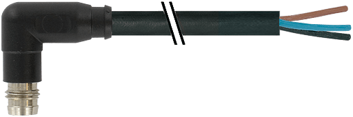 Murrelektronik. M8 male 90° snap-in with cable PVC 4x0.25 bk UL/CSA 1,5m - 7000-08191-6110150