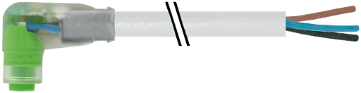 Murrelektronik. M8 female 90° snap-in with cable LED PUR 3x0.25 gy UL/CSA+robot+drag chain 10m - 7000-08281-2501000