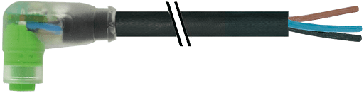 Murrelektronik. M8 female 90° snap-in with cable LED PVC 3x0.25 bk UL/CSA 3m - 7000-08281-6100300