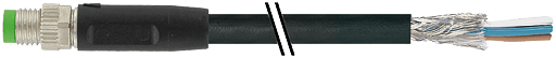 Murrelektronik. M8 male 0° with cable, shielded PUR 4x0.34 shielded bk UL/CSA+drag chain 15m - 7000-08711-6411500