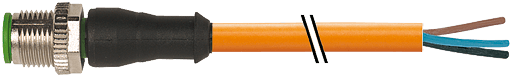 Murrelektronik. M12 male 0° with cable PUR 4x0.34 or UL/CSA+robot+drag chain 0,5m - 7000-12021-8460050