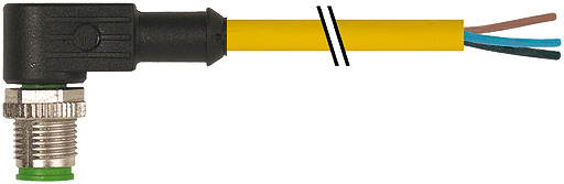 Murrelektronik. M12 MALE 90° PUR 5X0.34 YELLOW, UL/CSA+DRAG CHAIN 10m - 7000-12121-1261000