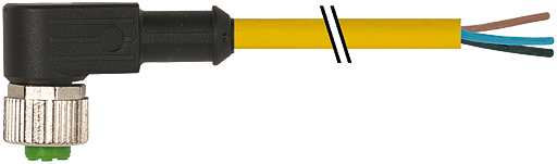 Murrelektronik. M12 FEMALE 90° PUR 5X0.34 YELLOW, UL/CSA, drag ch 20m - 7000-12361-1262000