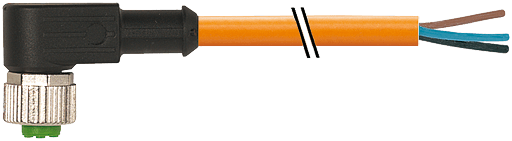 Murrelektronik. M12 FEMALE 90° PUR 4X0.34+1x0.5 orange UL,CSA+robot+drag ch. 0.6m - 7000-12361-8520060