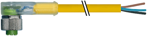 Murrelektronik. M12 FEMALE 90° LED PUR 5X0.34 YELLOW, ROBOT, drag ch 5m - 7000-12441-0550500