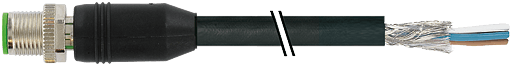Murrelektronik. M12 male 0° shielded with cable PUR 8x0.25 shielded bk UL/CSA+drag chain 15m - 7000-17081-7171500