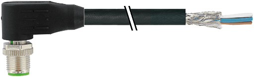 Murrelektronik. M12 male 90° shielded with cable PUR 8x0.25 shielded bk UL/CSA+drag chain 25m - 7000-17101-7172500