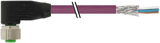 Murrelektronik. M12 FEMALE 90° SHIELDED, B CODED ,INTERBUS PUR 3x2x0.25 shielded violet 15m - 7000-14271-7991500