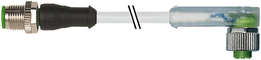 Murrelektronik. M12 MALE 0° / M12 FEMALE 90° LED PUR 3X0.34 GRAY, UL/CSA, ROBOT, drag ch 3m - 7000-40381-2530300
