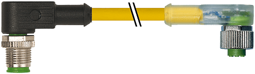Murrelektronik. M12 MALE 90° / M12 FEMALE 90° LED PUR 3X0.34 YELLOW, UL/CSA, ROBOT, drag ch 0.3m - 7000-40461-0530030