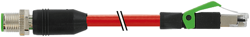 Murrelektronik. M12 male 0° / RJ45 male 0° shielded Ethernet PUR 2x2xAWG22 shielded rd UL/CSA+dragchain 40m - 7000-44711-7924000