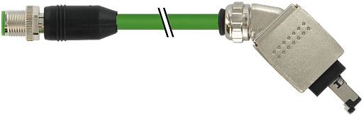 Murrelektronik. M12 male 0° /Push Pull RJ45, 45°, shielded PUR 2x2xAWG22 shielded gn UL/CSA+dragchain 1m - 7000-44735-7960100