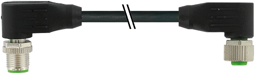 Murrelektronik. M12 male 90° / M12 female 90° shielded PUR 4x0.34 shielded bk UL/CSA+drag chain 20m - 7000-40491-6412000
