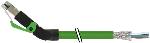 Murrelektronik. RJ45 male 45° up, shielded with cable, Ethernet PVC 2x2xAWG22 shielded gn UL/CSA 1,5m - 7000-74121-8000150