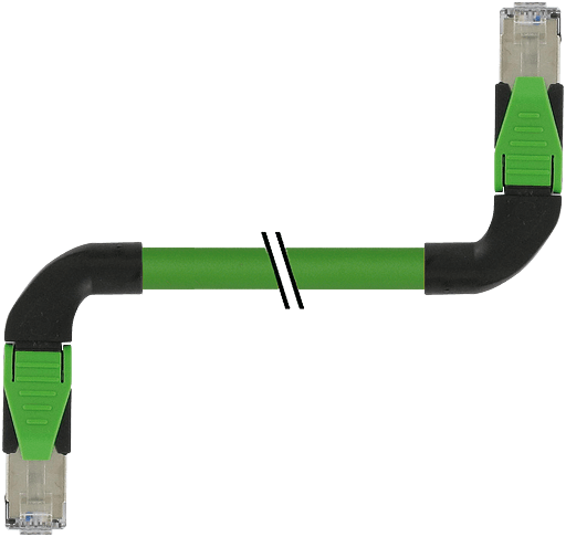 Murrelektronik. RJ45 male 90°left /RJ45 male 90°left shielded EN PUR 2x2xAWG22 shielded gn UL/CSA+dragchain 1,5m - 7000-74549-7960150