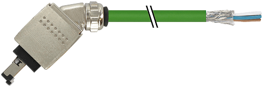 Murrelektronik. RJ45 Push Pull male 45° with cable Profinet PUR 2x2xAWG22 shielded gn UL/CSA+dragchain 7,5m - 7000-74621-7960750