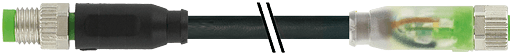 Murrelektronik. M8 male 0° / M8 female 0° LED PUR 3x0.25 bk UL/CSA+robot+drag chain 1m - 7000-88002-6500100