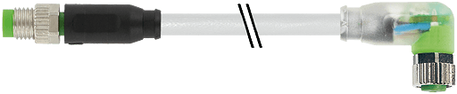 Murrelektronik. M8 male 0° / M8 female 90° LED PUR 3x0.25 gy UL/CSA+drag chain 0.6m - 7000-88041-2300060