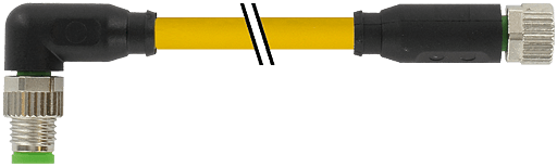 Murrelektronik. M8 MALE 90° / M8 FEMALE 0° PUR 4x0.25 YELLOW, ROBOT, drag ch 10m - 7000-88071-0511000
