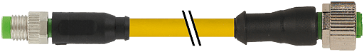 Murrelektronik. M8 MALE 0° / M12 FEMALE 0° 4 POLE PUR 4x0.25 YELLOW, 1.5m - 7000-88251-0210150
