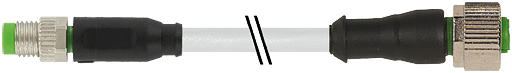 Murrelektronik. M8 MALE 0° / M12 FEMALE 0° 4 POLE PUR 4x0.25 GRAY, 1m - 7000-88251-2210100