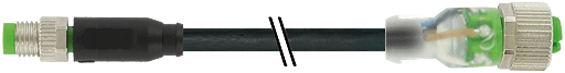 Murrelektronik. M8 male 0° / M12 female 0° LED PUR 3x0.25 bk UL/CSA+robot+drag chain 5m - 7000-88245-6500500