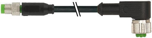 Murrelektronik. M8 male 0° / M12 female 90° PUR 4x0.25 bk UL/CSA+robot+drag chain 0,6m - 7000-88271-6510060