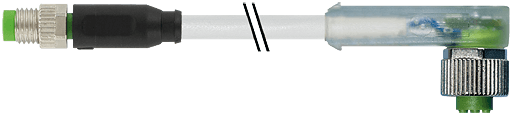 Murrelektronik. M8 male 0° / M12 female 90° LED PUR 3x0.25 ye UL/CSA+robot+drag chain 10m - 7000-88281-2501000