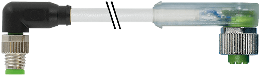 Murrelektronik. M8 male 90° / M12 female 90° LED PUR 3x0.25 gy UL/CSA+drag chain 2m - 7000-88341-2300200